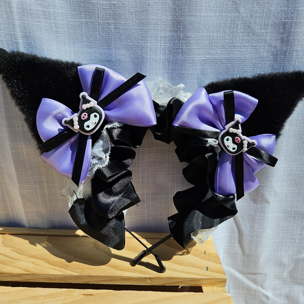 Purple and Black Kids Headband with Bow